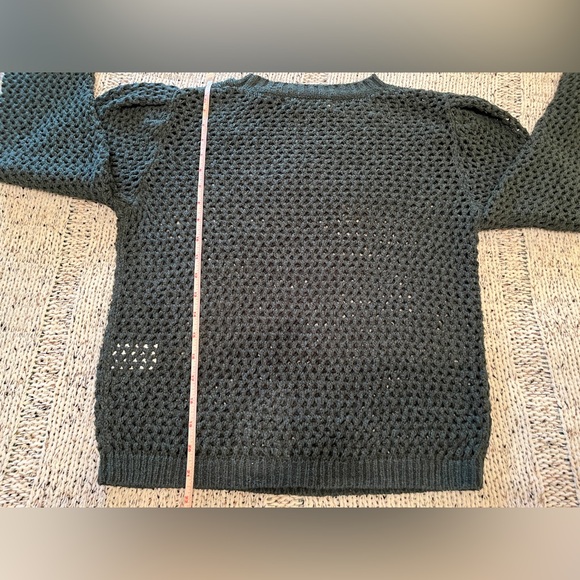 Joie Lala Puff Sleeve Crochet Open Knit Sweater in Jungle Green, Size S, NWOT - Picture 5 of 6